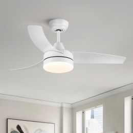 42 Inch Indoor White Ceiling Fan With LED Light (Color: WHITE)